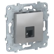 Schneider Electric Unica New Алюминий Розетка телефонная, RJ11, одиночная 4 контакта
