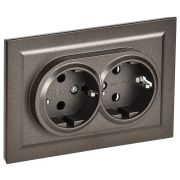 IEK BRITE Темн.бронза Розетка 2-м с/з без защ штор 16А в сборе РС12-3-БрТБ.