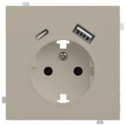 Лицевая панель для розетки 2к+з с USB A+C латте