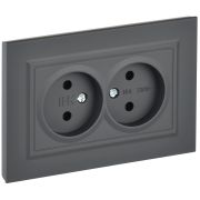 IEK BRITE Графит Розетка 2-я без з/к/ш 10А в сборе РС12-2-БрГ.