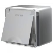Розетка влагозащ. с зазем. с крышкой и шторками IP44 Gallant (серебряный) W5071206