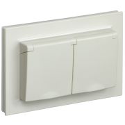 IEK BRITE Бежевый Розетка 2-м с/з с защ штор и крыш 16А в сборе IP44 РСбш12-3-44-БрКр.