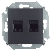 Simon 15 Графит Розетка компьютерная двойная RJ45 кат.5е (АМР)