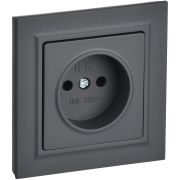 IEK BRITE Графит Розетка без з/к/ш 10А в сборе РСР10-1-0-БрГ.