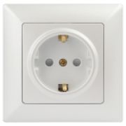 4-206-06  Розетка Intro Solo с заземлением 2P+E Schuko со шторками, 16А-250В, IP20, СУ, перламутр