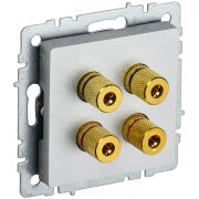 IEK BRITE BASE Алюминий Аудиорозетка 4-мест. РА10-БрА.