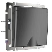 W1171204/ Розетка влагозащ. с зазем. крышкой и шторками (графит рифленый)