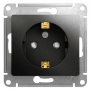 SE Glossa Антрацит Розетка с заземлением со шторками, 16А GSL000745