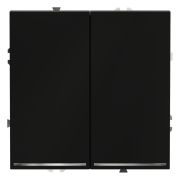 Выключатель встраиваемый VOLTUM S70 двухклавишный с подсветкой 10А, (черный матовый)