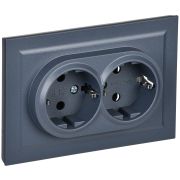 IEK BRITE Маренго Розетка 2-м с/з с защ штор 16А в сборе РСш12-3-БрМ маренго.