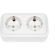 Розетка 2-ая с/з со шторками открытой установки IP20 РА16-274 Пралеска