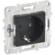 IEK SKANDY Черный Розетка с/з без защитных шторок 16А SK-R05Bl.