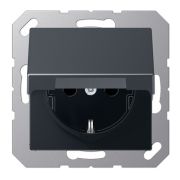 JUNG EcoProfi Антрацит Розетка с/з с крышкой