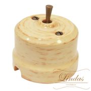 Тумблерный проходной выключатель декор Кедр, ручка медь, Lindas 34524-C