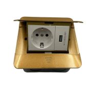 Лючек на 1 Розетка с/з + 1 USB золото