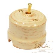 Тумблерный проходной выключатель декор Кедр, ручка латунь, Lindas 34524-G