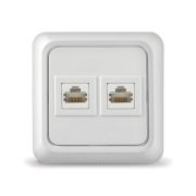 Розетка компьютерная двухместная белая Олимп 1076