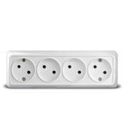 Розетка четырёхместная б/з белая Олимп 1162
