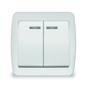 Выключатель двухклавишный с подсветкой IP44 Клио К2227