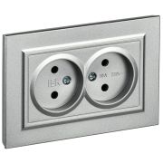 BRITE Розетка 2-я без з/к/ш 10А в сборе РС12-2-БрА алюм. IEK