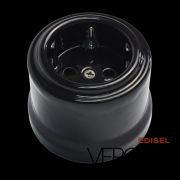 Розетка керамическая ретро черная EDISEL Verona, 16А