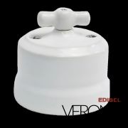 Выключатель поворотный 2-кл. белый, керамика Verona