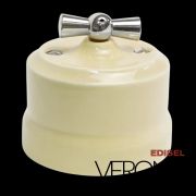 Переключатель поворот. 1-кл. слон. кость, керамика, ручка хром Verona