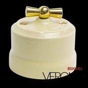 Переключатель поворот. 1-кл. слон. кость, керамика, ручка золото Verona