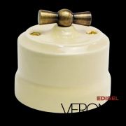 Выключатель поворот. 2-кл. сл.кость, керамика, ручка бронза Verona