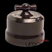 Переключатель поворотный 1-кл. коричневый, керамика Verona