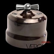 Выключатель поворот. 2-кл. коричневый, керамика, ручка хром Verona