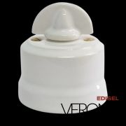 Переключатель поворот. 1-кл. белый, керамика, ручка монетка Verona