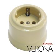 Розетка керамическая ретро слоновая кость EDISEL Verona, 16А
