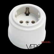 Розетка керамическая ретро белая EDISEL Verona, 16А