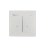 Переключатель проходной 2-кл. СП Mira 10А IP20 с бел.вставкой бел. LEZARD 701-0202-106