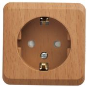 Розетка 1-м ОП Этюд Дача 16А IP20 250В с заземл. защ. шторки бук SE PA16-004T