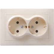 Розетка 2-м СП Кварта РС12-3-ККм 16А IP20 с заземл. без защ. шторок крем. GENERICA ERK24-K33-16-DM