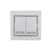 Выключатель 2-кл. СП Mira 10А IP20 с сер. вставкой бел. LEZARD 701-0215-101