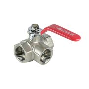 Кран шаровой трехходовой ВР1/2дюймхВР1/2дюймхВР1/2дюйм с никелир. покрытием (40/8) К VALFEX VF.360.N.012